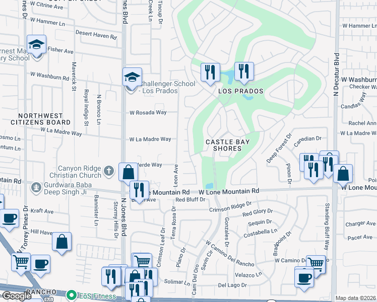 map of restaurants, bars, coffee shops, grocery stores, and more near 5604 Cavalier in Las Vegas