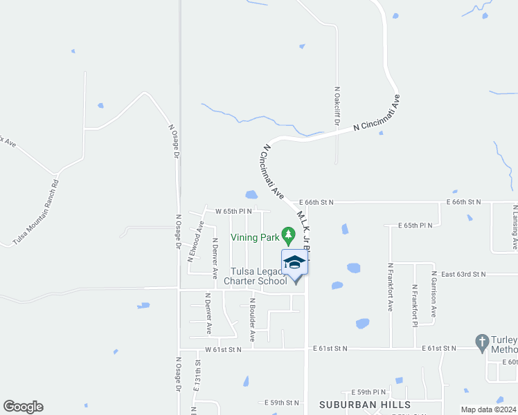 map of restaurants, bars, coffee shops, grocery stores, and more near 3 West 65th Place North in Tulsa