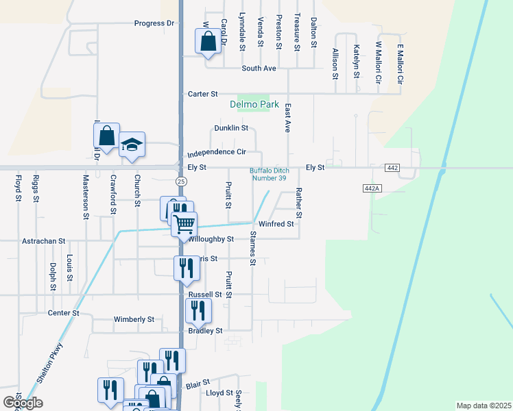 map of restaurants, bars, coffee shops, grocery stores, and more near 1200 Starnes Street in Kennett