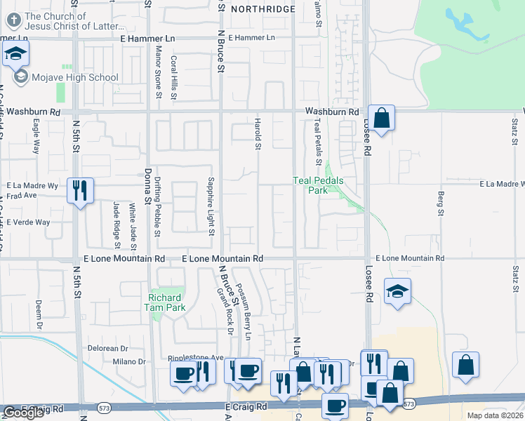 map of restaurants, bars, coffee shops, grocery stores, and more near 4916 Harold Street in North Las Vegas