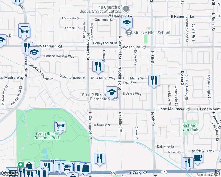 map of restaurants, bars, coffee shops, grocery stores, and more near 4912 Cinnamon Spice Court in North Las Vegas