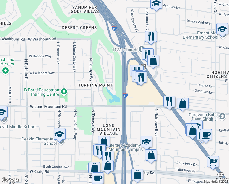 map of restaurants, bars, coffee shops, grocery stores, and more near 4901 Portraits Place in Las Vegas