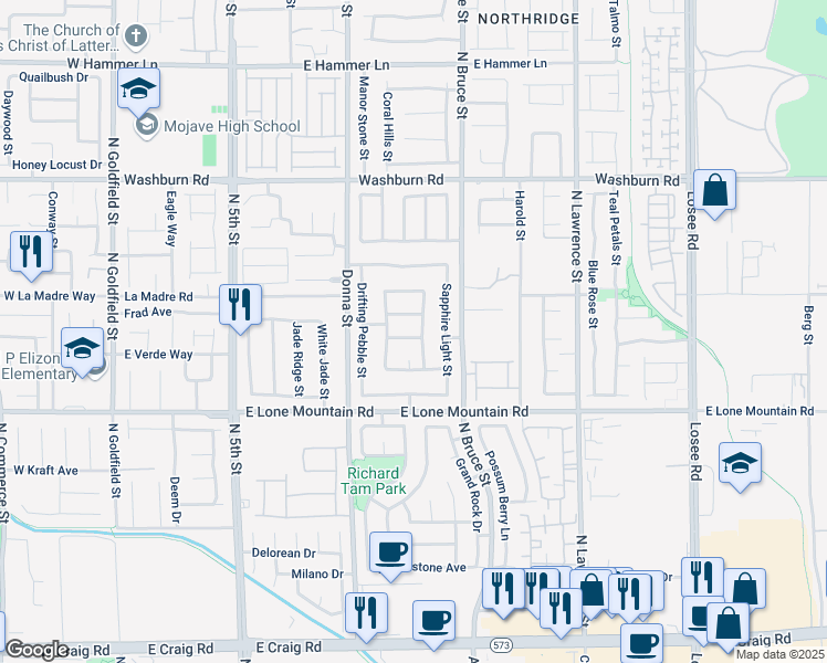map of restaurants, bars, coffee shops, grocery stores, and more near 1110 Edgestone Mark Avenue in North Las Vegas