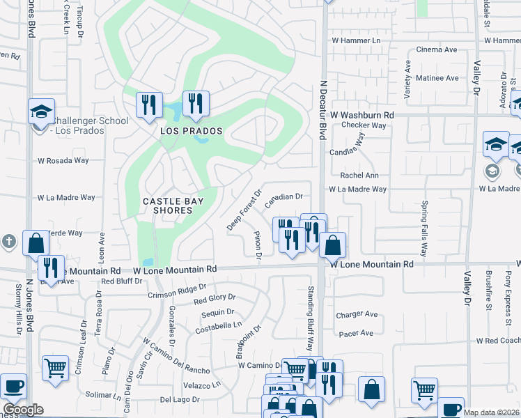 map of restaurants, bars, coffee shops, grocery stores, and more near 4912 Pinon Drive in Las Vegas