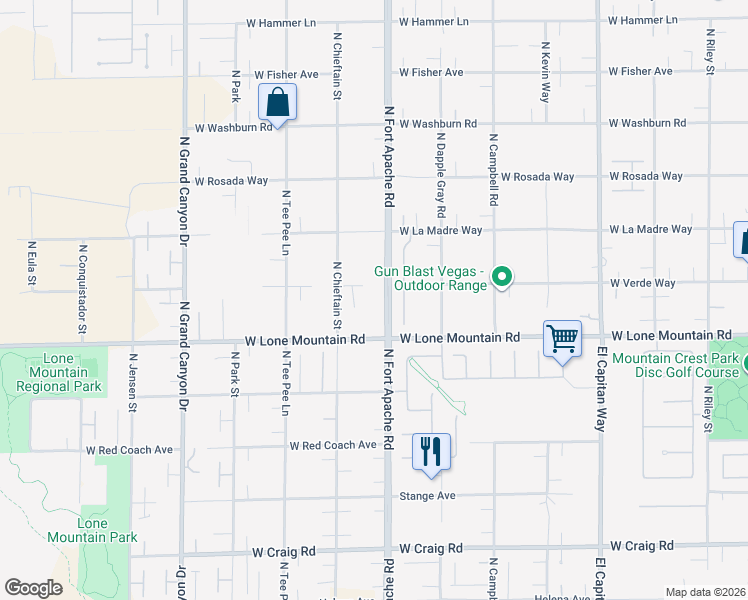 map of restaurants, bars, coffee shops, grocery stores, and more near 4827 Enchanted View Street in Las Vegas