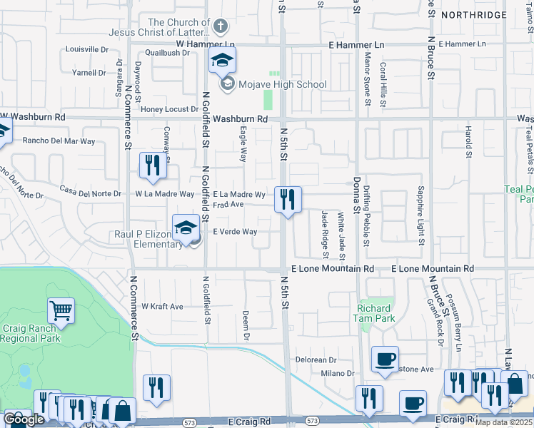 map of restaurants, bars, coffee shops, grocery stores, and more near 4929 Siglo Street in North Las Vegas