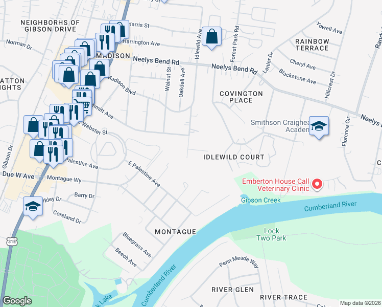 map of restaurants, bars, coffee shops, grocery stores, and more near 933 Denson Avenue in Nashville