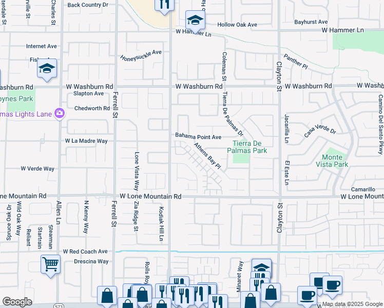map of restaurants, bars, coffee shops, grocery stores, and more near 2612 Kindness Court in North Las Vegas