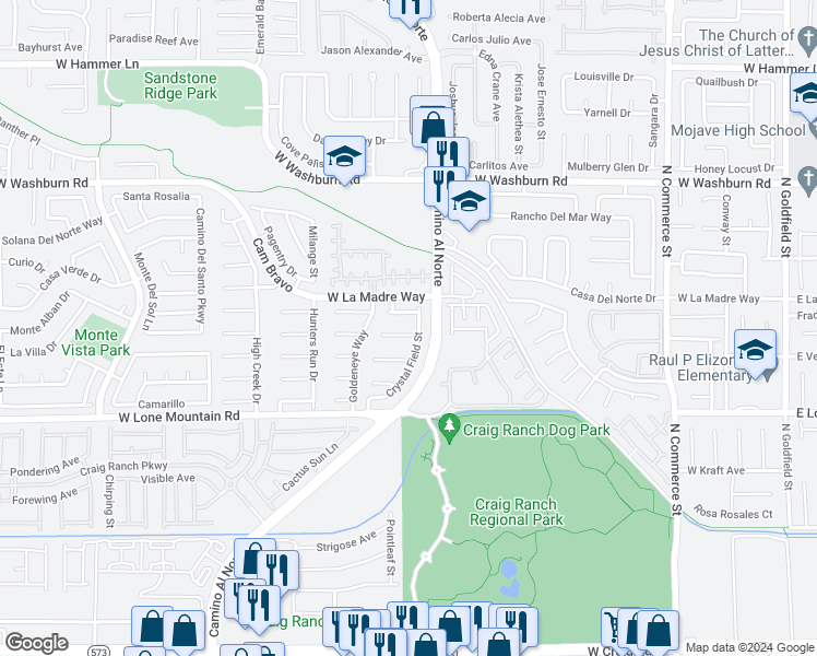 map of restaurants, bars, coffee shops, grocery stores, and more near 908 Cypress Gold Court in North Las Vegas