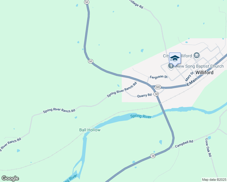 map of restaurants, bars, coffee shops, grocery stores, and more near 30 Spring River Ranch Road in Hardy