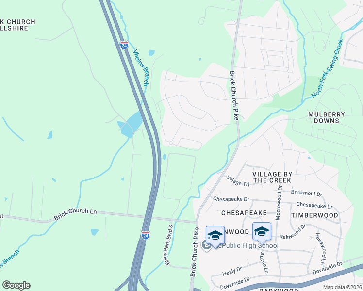 map of restaurants, bars, coffee shops, grocery stores, and more near 3438 Briley Park Boulevard North in Nashville