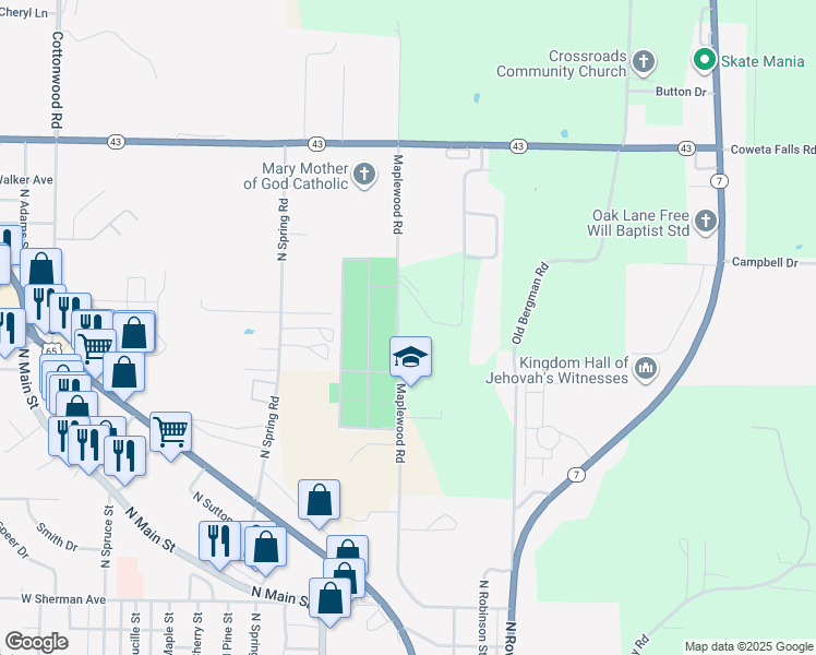 map of restaurants, bars, coffee shops, grocery stores, and more near 1419 Maplewood Road in Harrison