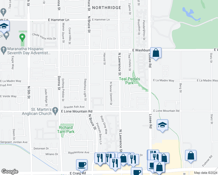 map of restaurants, bars, coffee shops, grocery stores, and more near 4929 North Sevier Desert Street in North Las Vegas