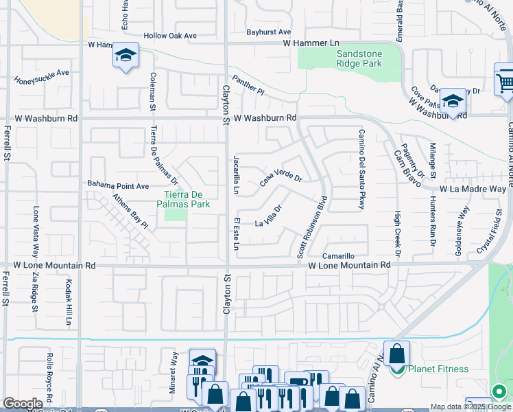 map of restaurants, bars, coffee shops, grocery stores, and more near 1908 Monte Alban Drive in North Las Vegas
