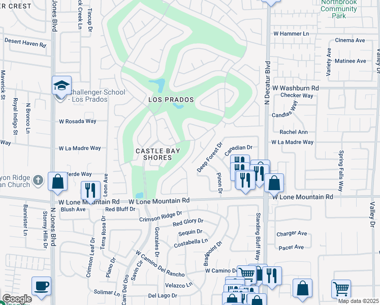 map of restaurants, bars, coffee shops, grocery stores, and more near 4933 Fiesta Lakes Street in Las Vegas