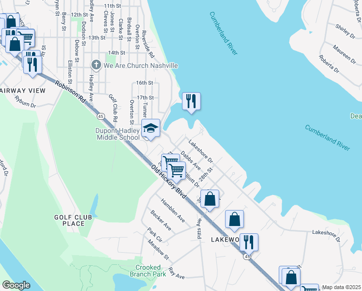 map of restaurants, bars, coffee shops, grocery stores, and more near 301 22nd Street in Nashville