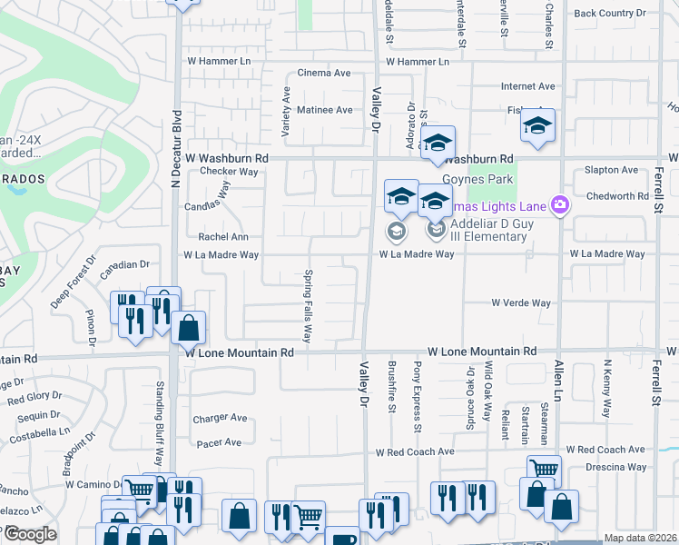 map of restaurants, bars, coffee shops, grocery stores, and more near 4319 Basil Leaf Avenue in North Las Vegas