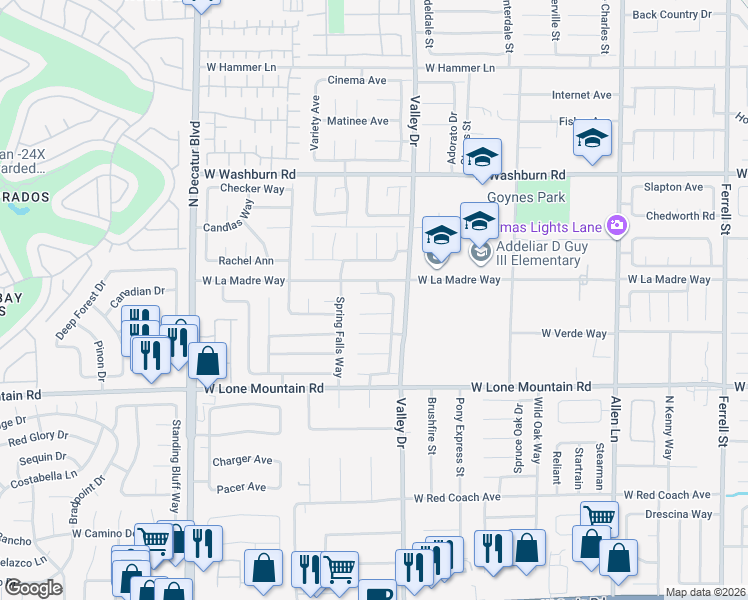map of restaurants, bars, coffee shops, grocery stores, and more near 4319 Basil Leaf Avenue in North Las Vegas