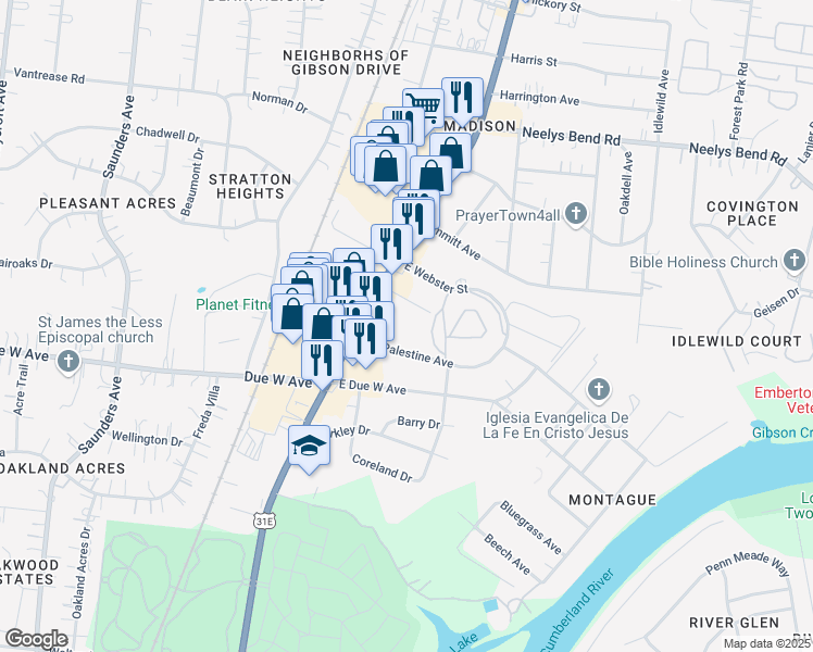 map of restaurants, bars, coffee shops, grocery stores, and more near 135 Brinkhaven Avenue in Nashville