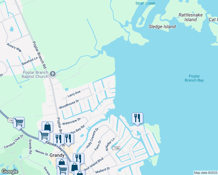 map of restaurants, bars, coffee shops, grocery stores, and more near 103 Mallard Ct in Grandy