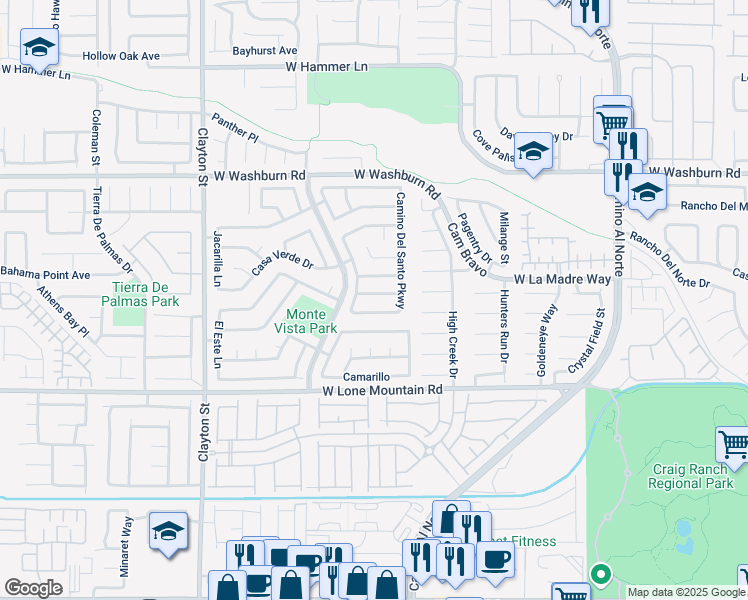 map of restaurants, bars, coffee shops, grocery stores, and more near 1613 Los Alamos Drive in North Las Vegas