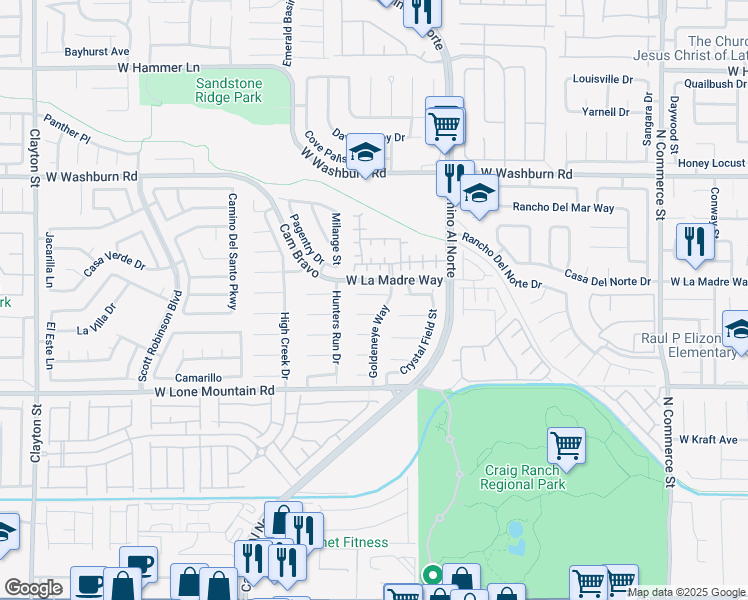 map of restaurants, bars, coffee shops, grocery stores, and more near 1113 Turnstone Court in North Las Vegas