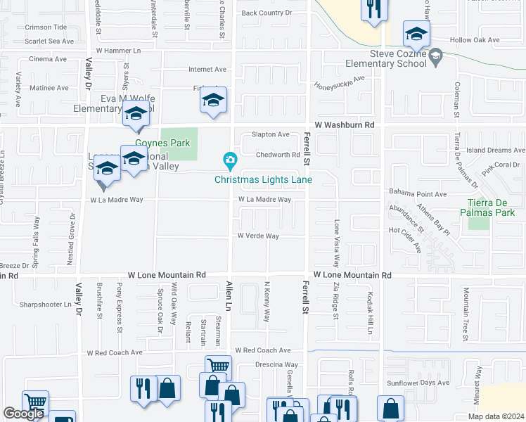 map of restaurants, bars, coffee shops, grocery stores, and more near 4931 Dunvegan Court in North Las Vegas
