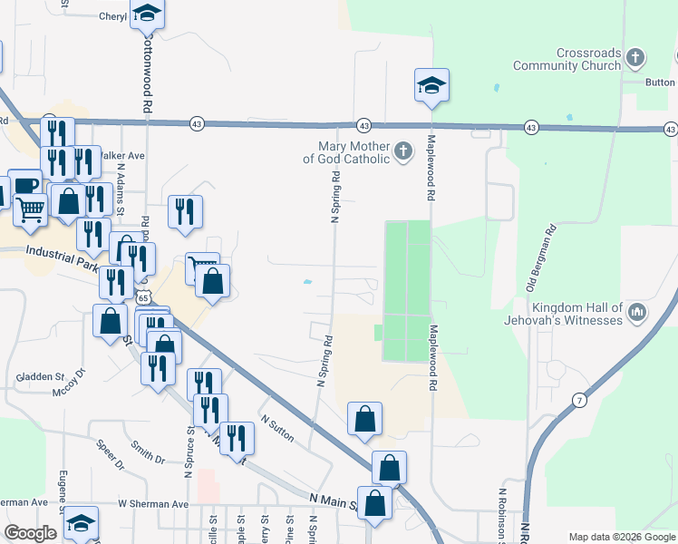 map of restaurants, bars, coffee shops, grocery stores, and more near 203 Ezma Street in Harrison