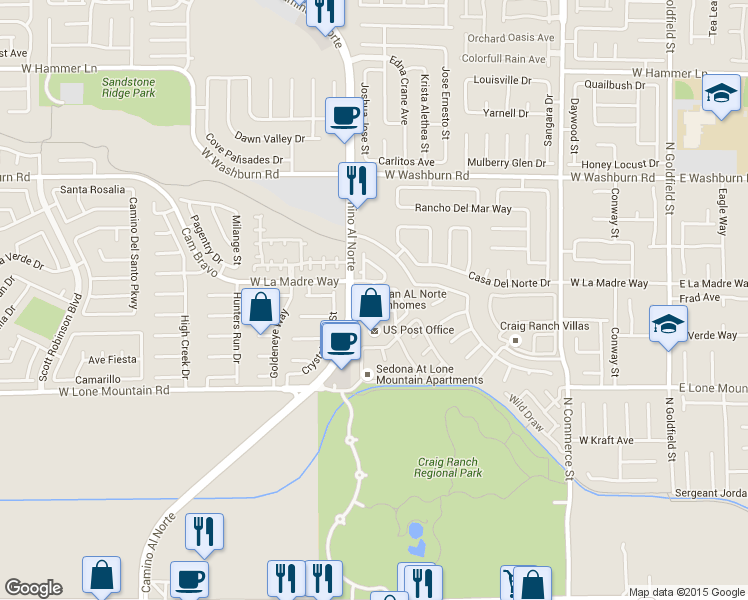 map of restaurants, bars, coffee shops, grocery stores, and more near 716 Madre Hill Way in North Las Vegas