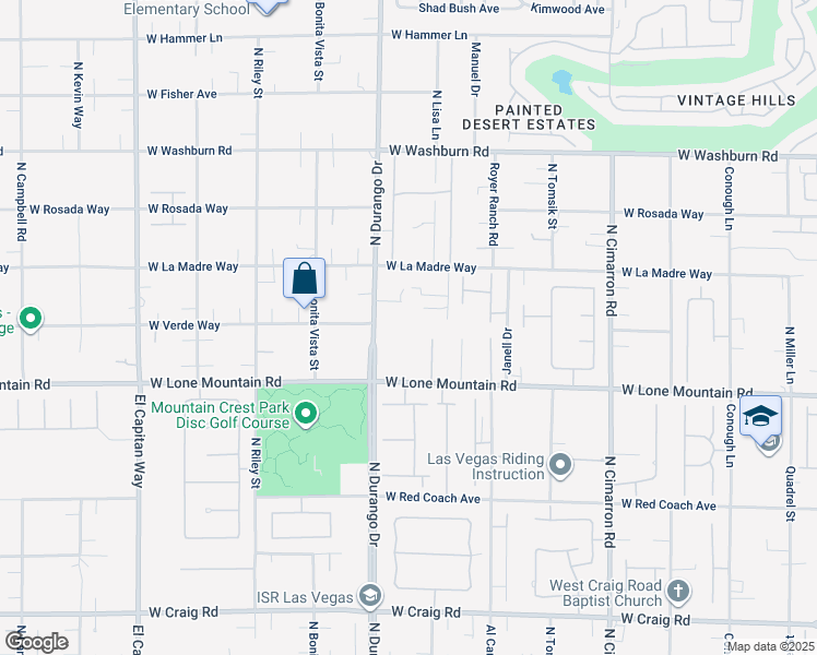 map of restaurants, bars, coffee shops, grocery stores, and more near 2 North Durango Drive in Las Vegas