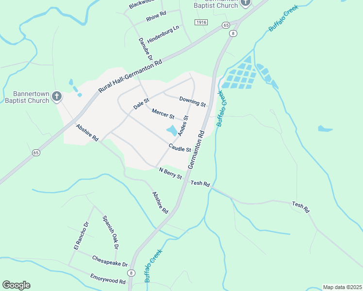 map of restaurants, bars, coffee shops, grocery stores, and more near 2611 Caudle Street in Germanton