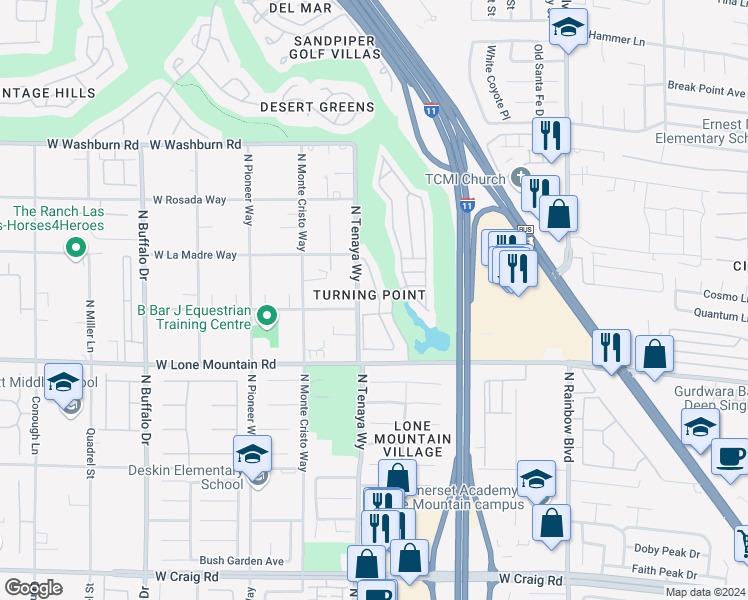 map of restaurants, bars, coffee shops, grocery stores, and more near 4900 Black Bear Road in Las Vegas