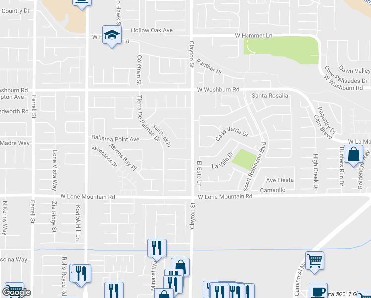 map of restaurants, bars, coffee shops, grocery stores, and more near 2016 Marathon Keys Avenue in North Las Vegas