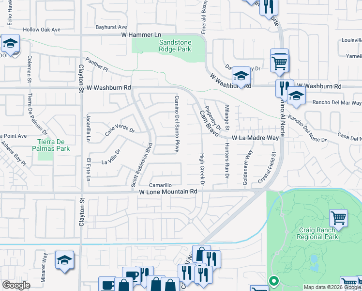 map of restaurants, bars, coffee shops, grocery stores, and more near 1509 Los Alamos Drive in North Las Vegas