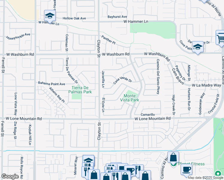 map of restaurants, bars, coffee shops, grocery stores, and more near 1919 Casa Verde Drive in North Las Vegas