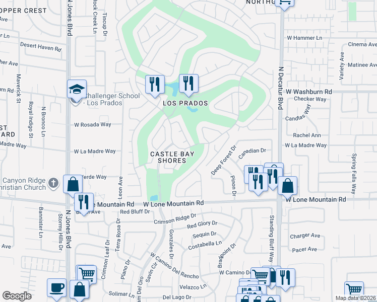 map of restaurants, bars, coffee shops, grocery stores, and more near 5100 Wild Marigold Drive in Las Vegas