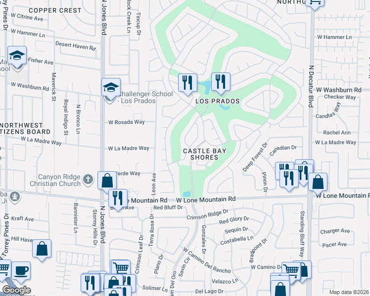 map of restaurants, bars, coffee shops, grocery stores, and more near 5005 Rancho Bernardo Way in Las Vegas