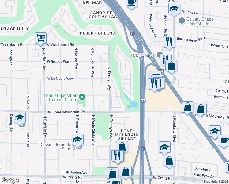 map of restaurants, bars, coffee shops, grocery stores, and more near 4931 Black Bear Road in Las Vegas
