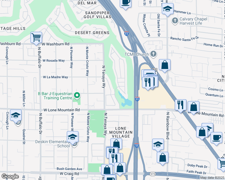 map of restaurants, bars, coffee shops, grocery stores, and more near 4910 Black Bear Road in Las Vegas
