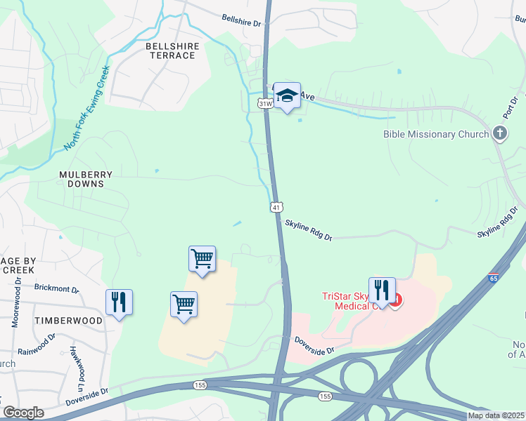 map of restaurants, bars, coffee shops, grocery stores, and more near 3502 Dickerson Pike in Nashville