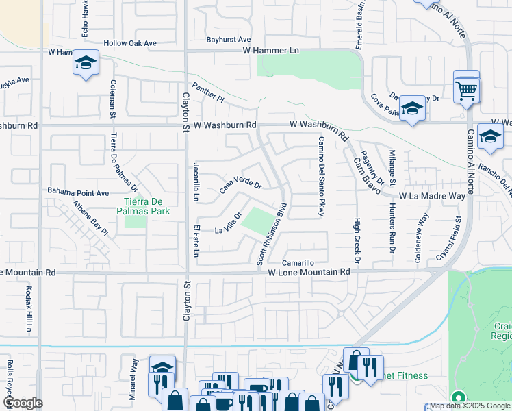 map of restaurants, bars, coffee shops, grocery stores, and more near 1805 Monte Alban Drive in North Las Vegas