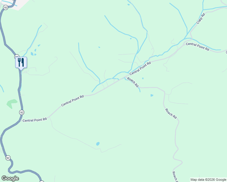 map of restaurants, bars, coffee shops, grocery stores, and more near 732 Central Point Road in Rutledge