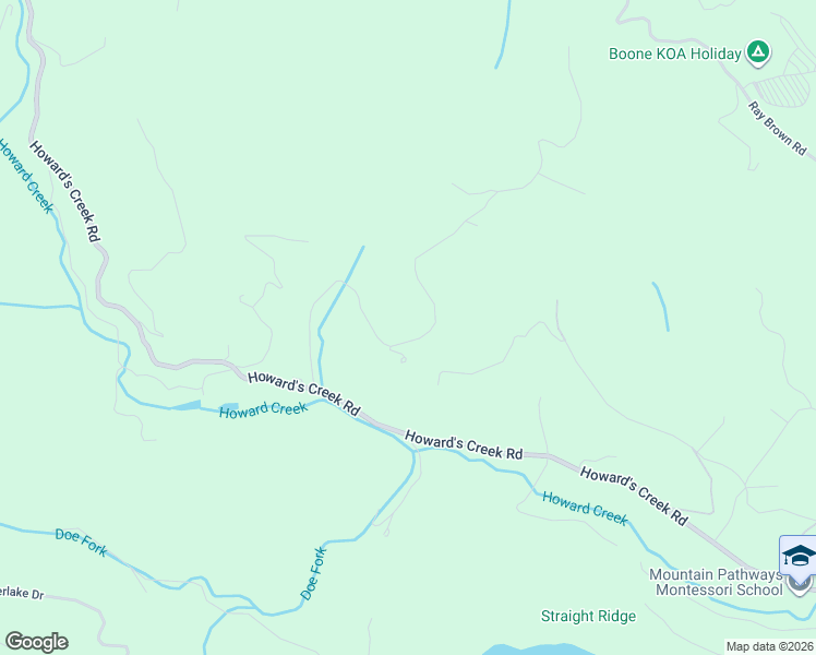 map of restaurants, bars, coffee shops, grocery stores, and more near 1672-/1674 Howard's Creek Road in Boone