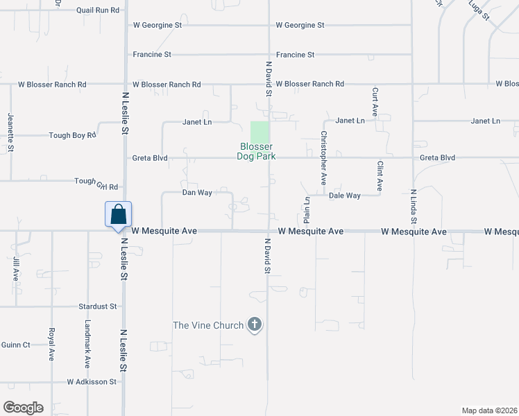 map of restaurants, bars, coffee shops, grocery stores, and more near 2080 North David Street in Pahrump