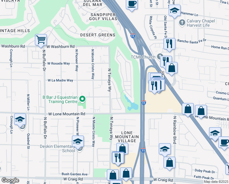 map of restaurants, bars, coffee shops, grocery stores, and more near 4921 Black Bear Road in Las Vegas