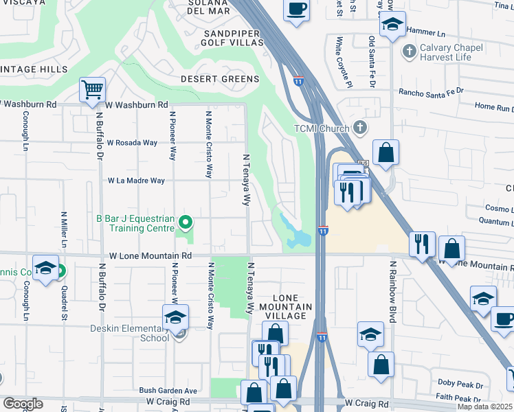 map of restaurants, bars, coffee shops, grocery stores, and more near 4921 Black Bear Road in Las Vegas
