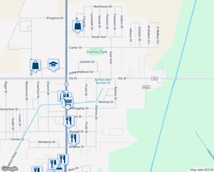 map of restaurants, bars, coffee shops, grocery stores, and more near 1241 Gladys Street in Kennett