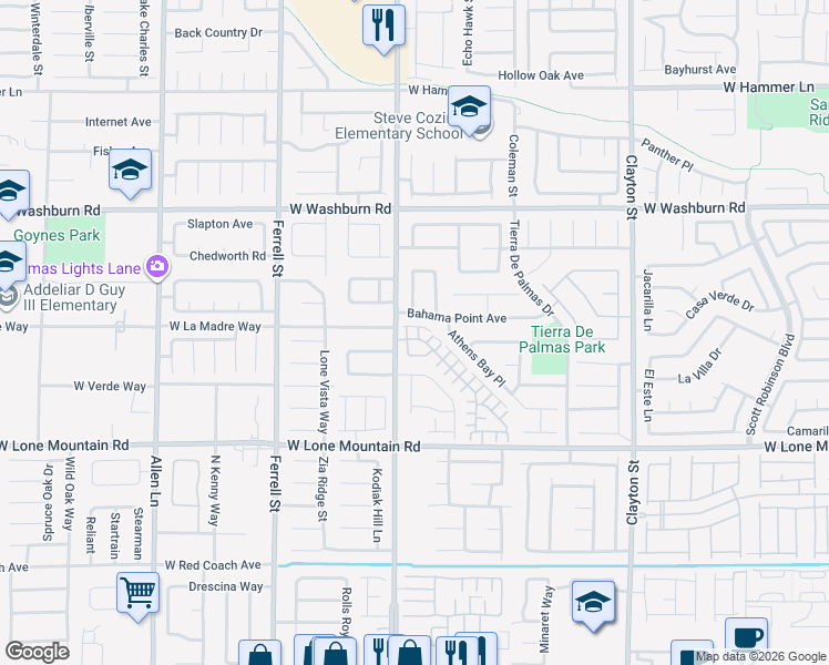 map of restaurants, bars, coffee shops, grocery stores, and more near 4947 Calmness Court in North Las Vegas