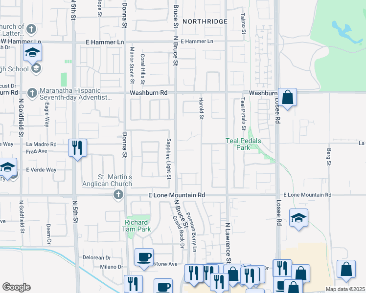 map of restaurants, bars, coffee shops, grocery stores, and more near 1312 Fantastic Court in North Las Vegas