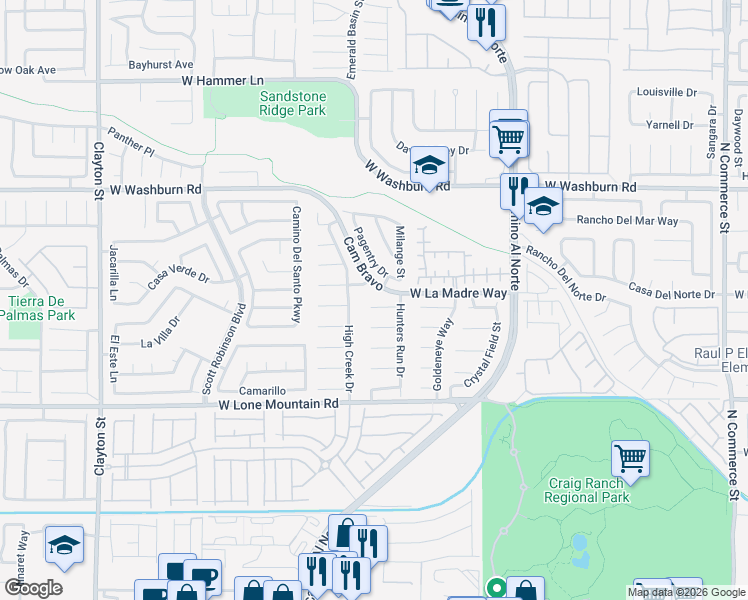 map of restaurants, bars, coffee shops, grocery stores, and more near 1228 Hickory Grove in North Las Vegas